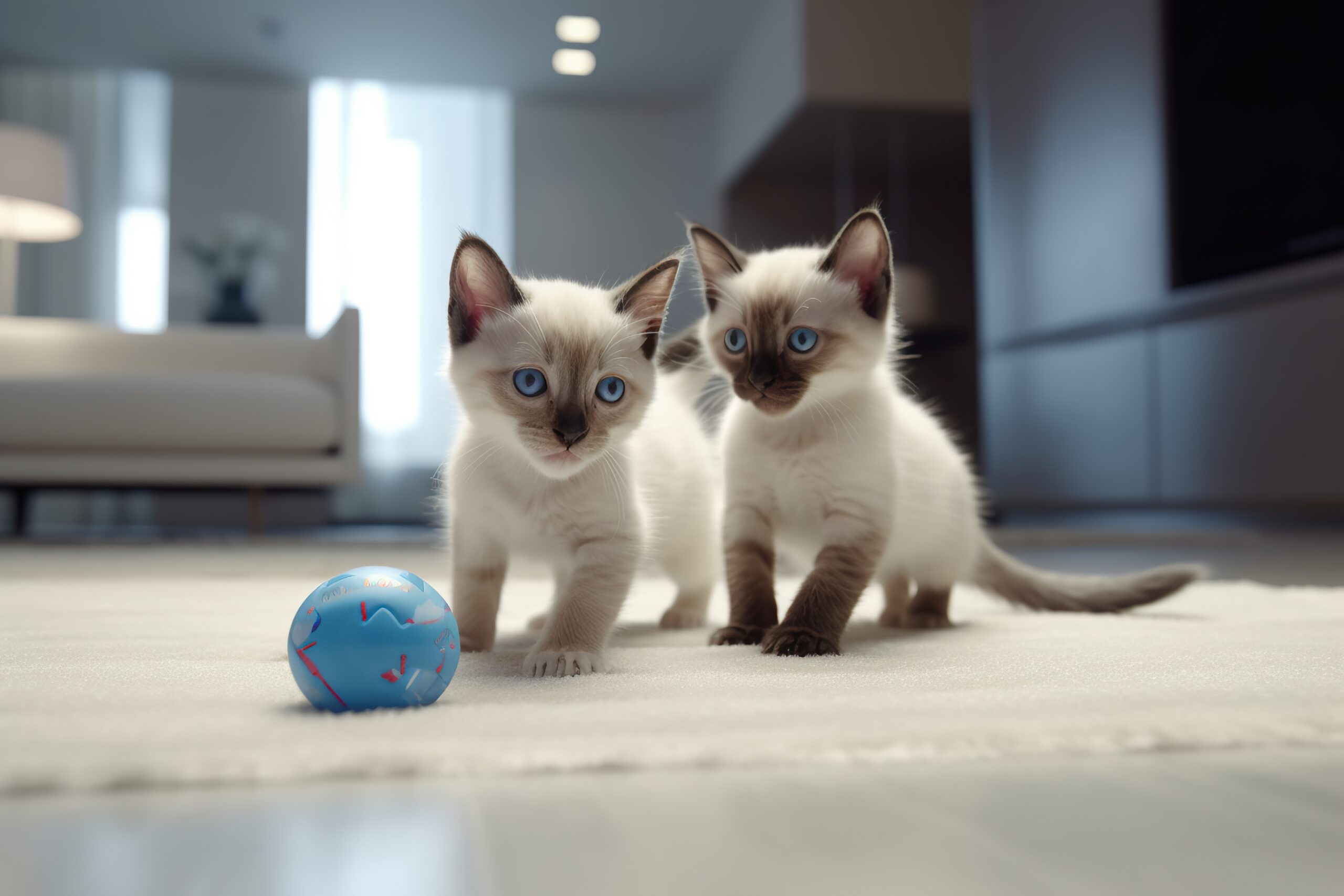 immagine di gatti siamesi che giocano e stimolano intelligenza e curiosità